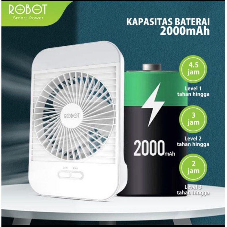 Robot RT-BF14 Fan Portable Emergency - Kipas Robot RT BF14 Fan &amp; Led