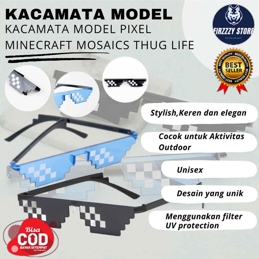 Kacamata Model Pixel Minecraft Mosaics Thug Life