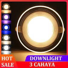 Lampu LED Downlight 3 Warna 6Watt Tanam Plafon Super Terang Ib Panel 6w Dekorasi Plapon 220v Warm