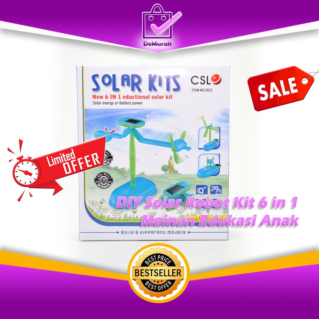 SKU 0305 DIY  Solar Robot Kit 6 in 1  Mainan  Edukasi Anak 