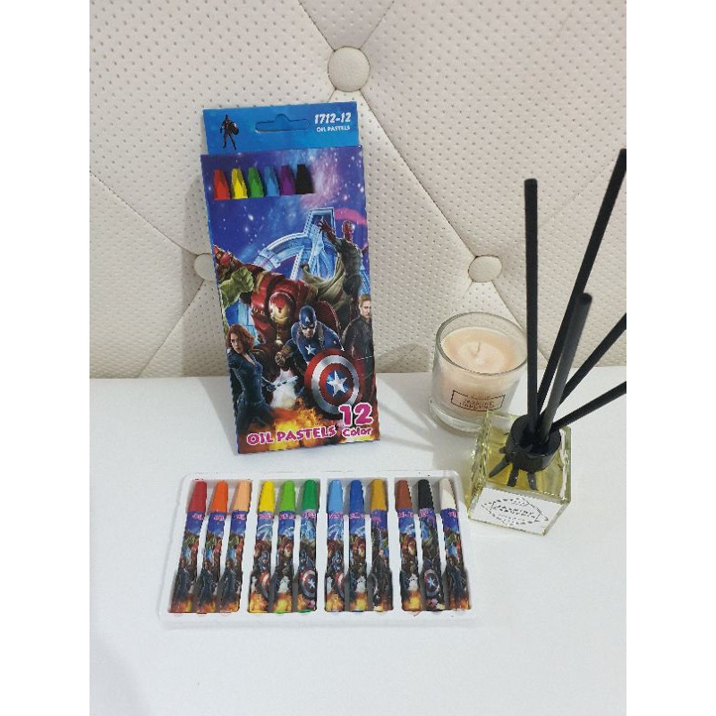 CRAYON 12 warna FANCY karakter lucu/krayon murah/oil pastels-Avenger