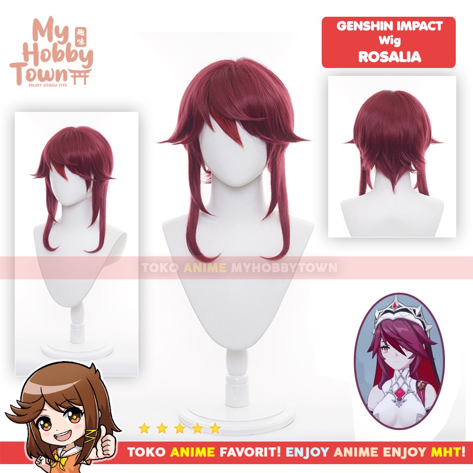 Wig Cosplay Anime Game Genshin Impact Rosaria Rosalia Rambut Palsu