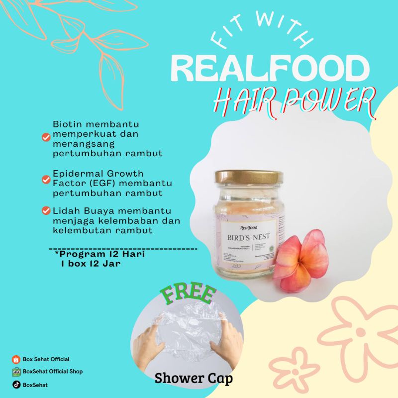 Realfood  Hair Power 12 Jar Pcs Hari Day Days Minuman Sarang Burung Walet Biotin Aloe Vera Zinc Real