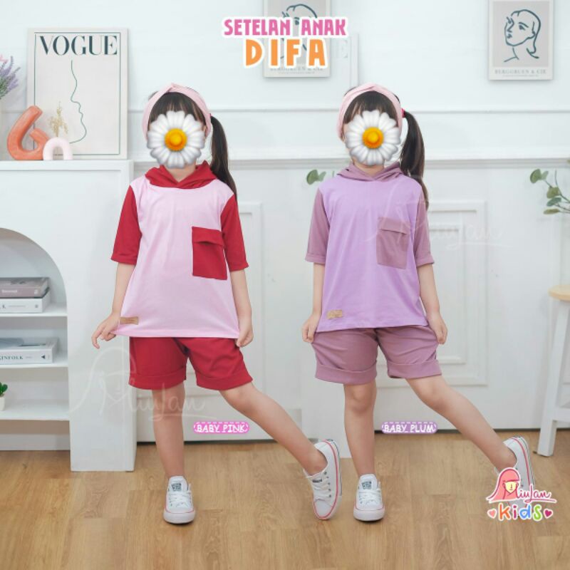 Setelan Anak Perempuan 4-5 Tahun | Setelan DIFA MiuLan Kids | Baju Setelan Anak Perempuan Cewek Kaos