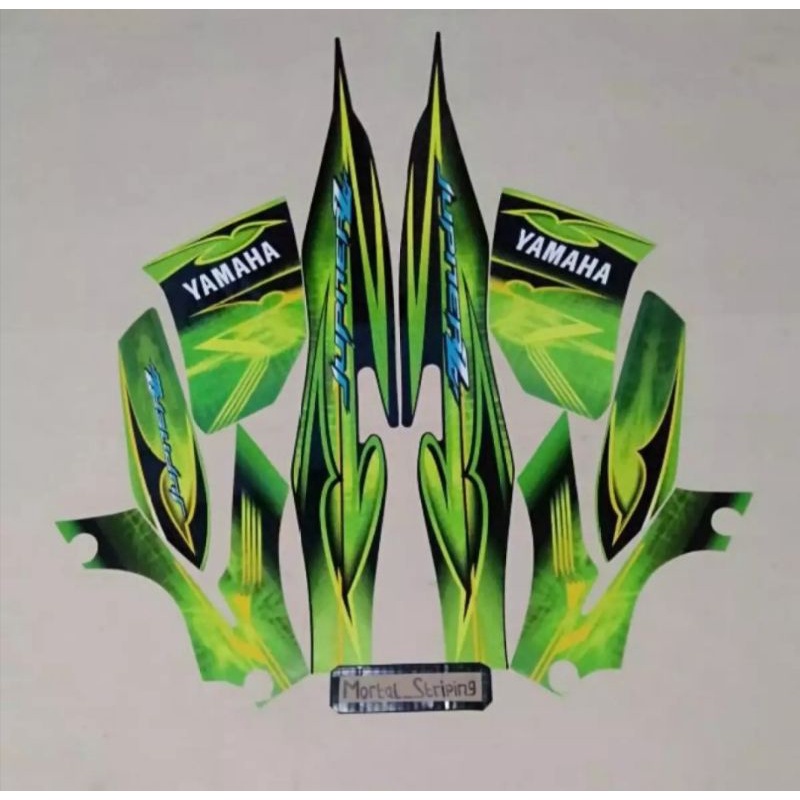 STICKER STRIPING FULL SET LIS LIST BODY YAMAHA MOTOR JUPITER Z BURHAN TAHUN 2008 WARNA HIJAU HITAM