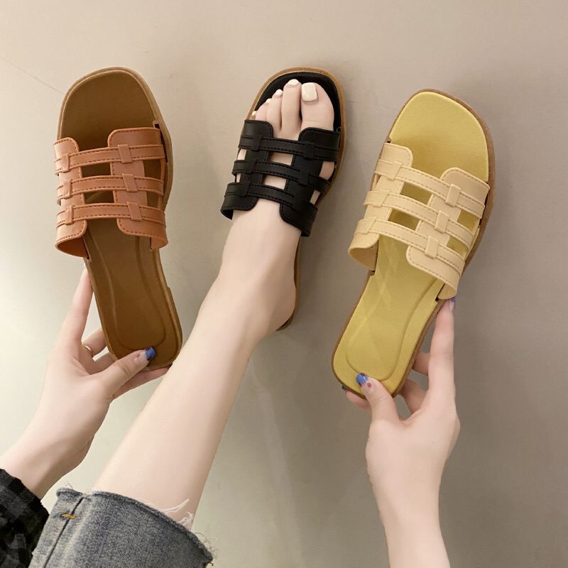 TOPGROSIR TG0405 Sandal Slip Simple Wanita Import Garis Tiga /Sandal Trendy Karet import