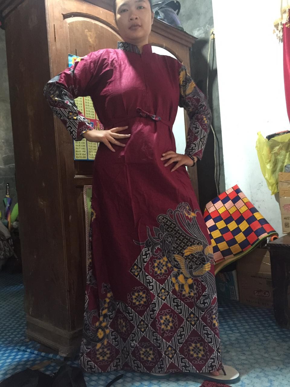 Gamis Batik Sriwedari Busui Frendly Maxi Bumil All Size Ld 104-120