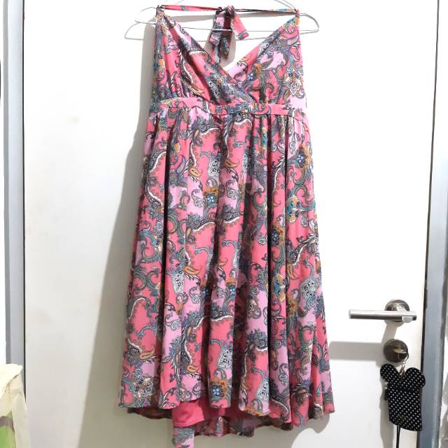 PRELOVED PREMIUM Dress Esprit original pink bunga flowers big size jumbo