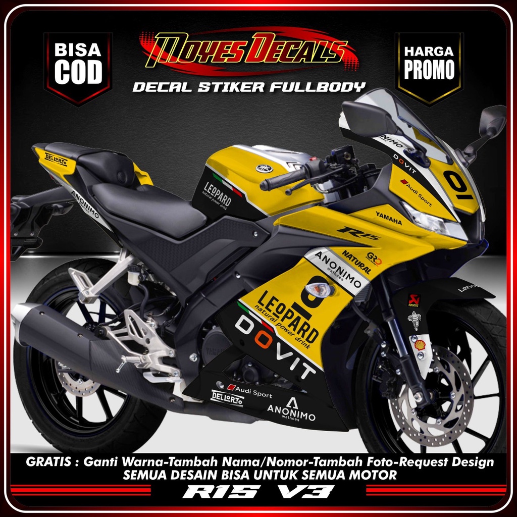 Decal Stiker R15 V3 YELLOW LEOPARD RACING TYPE 02