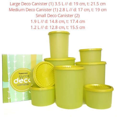 TOPLES Tupperware Green Deco Canister Set /  FREE 4 Mini Deco Canister