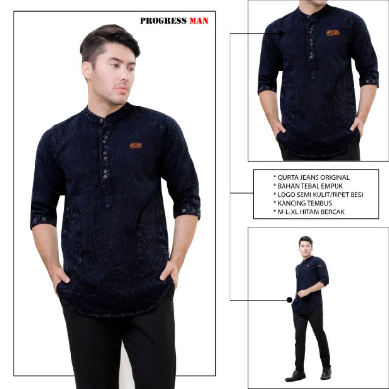 Baju Koko Kurta Pria Jeans Original Progressman Terbaik