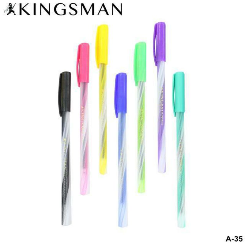 Pena Bolpen KINGSMAN Rainbow Ulir Tinta Hitam / Pieces