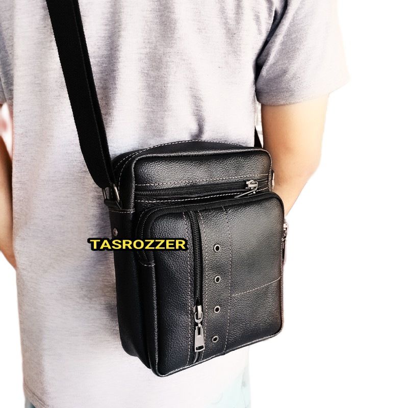 Tas selempang kulit pria original asli garut terbaru merk ROZZER