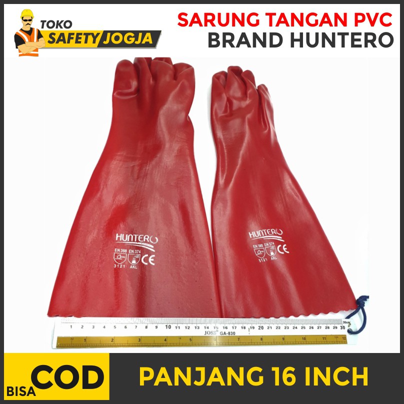 SARUNG TANGAN CHEMICAL KIMIA PVC 16 INCH HUNTERO KARET