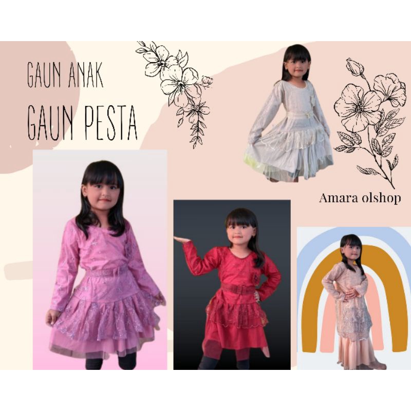 atasan gaun anak/gaun pesta brokat