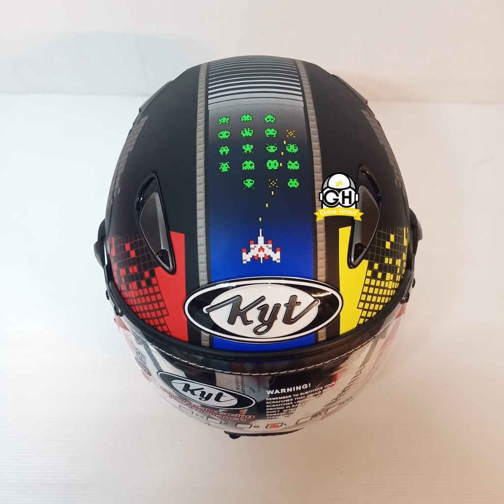 HELM KYT ELSICO #7 BLACK MATT YELLOW RED KYT HALF FACE