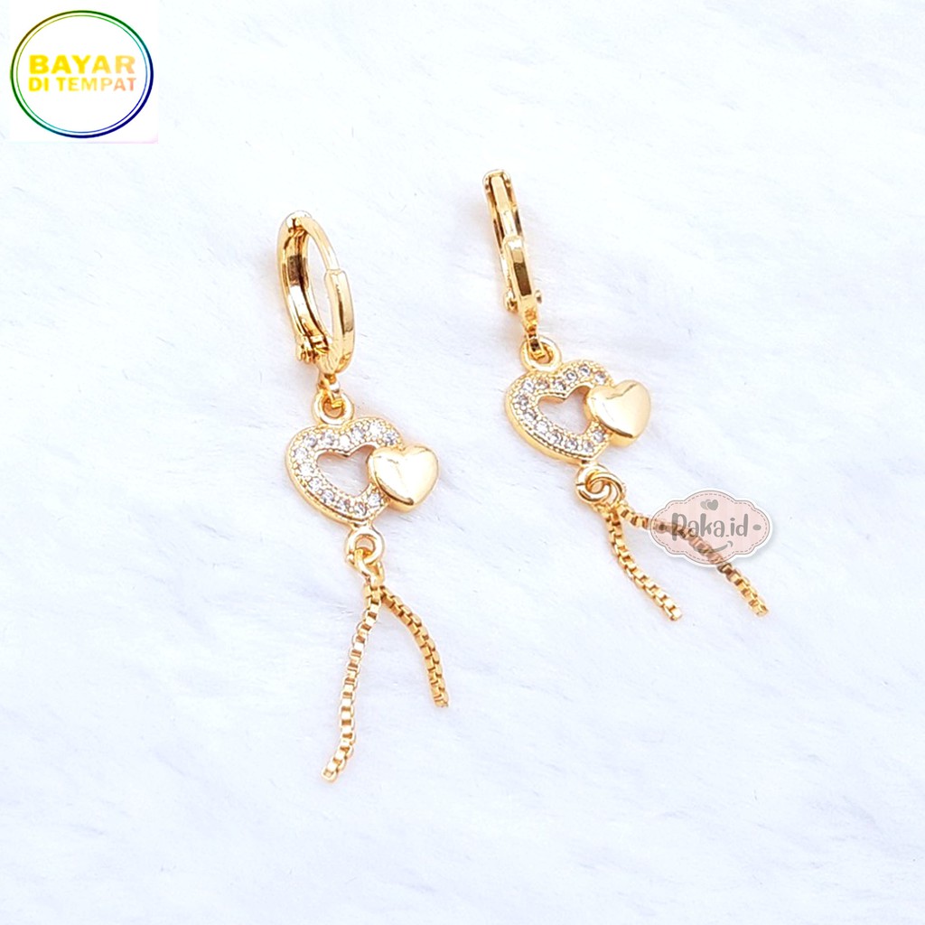 RAKA Acc - Anting Clip / Klip Love Italy Jurai Perhiasan Aksesoris Wanita 544