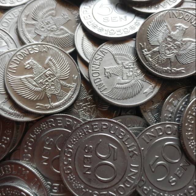 Koin mahar 50 sen aluminium garuda tahun 1958 1959 1961