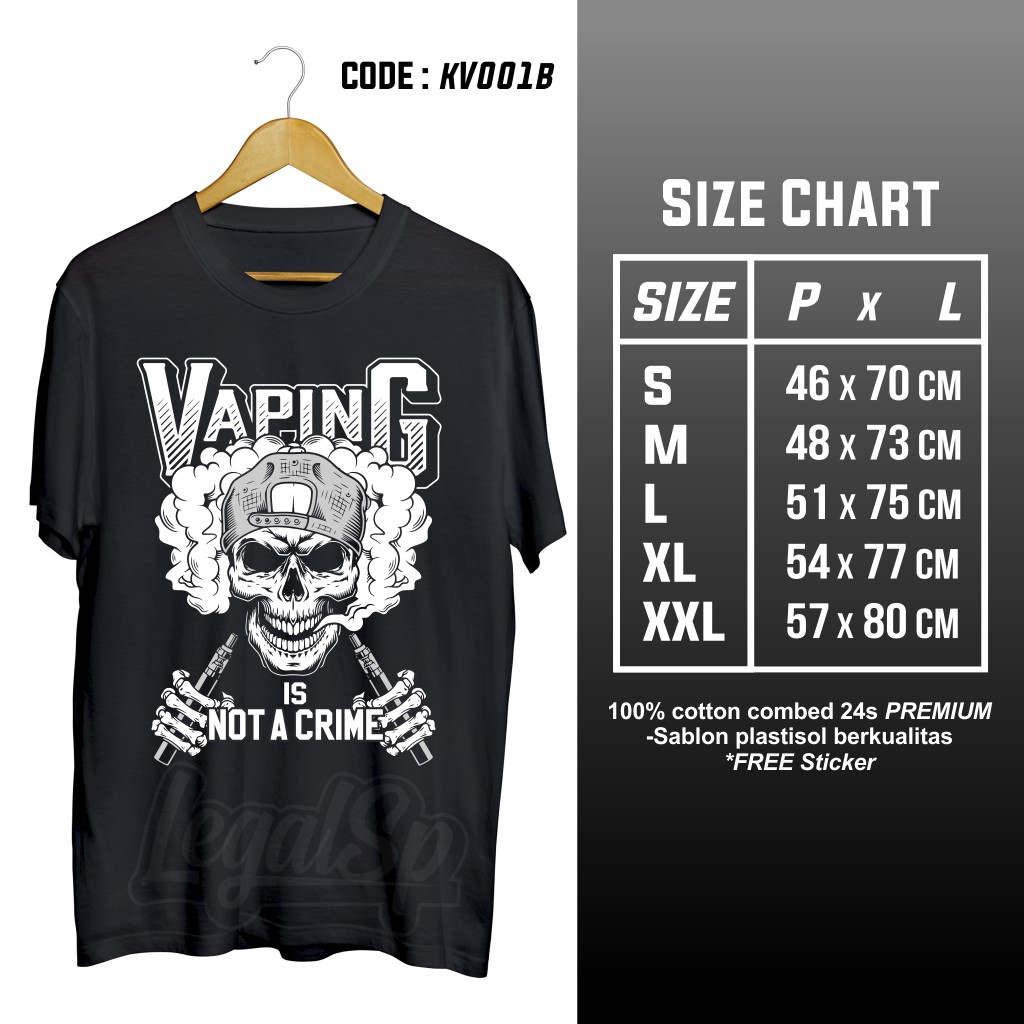 Grosir / Kaos Vape 100% Cotton combed 24s PREMIUM size S M L dan XL