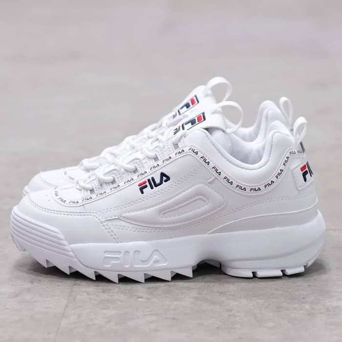 fila disruptor tapey tape white