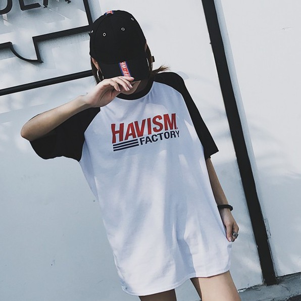 Oversize Tee Import - Tshirt Wanita Model Longgar Motif Tulisan Havism Lengan Pendek