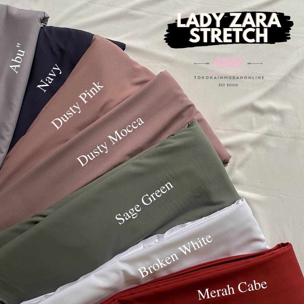 Kain LADY ZARA Crepe 4-way Silky Super Stretch 100% ORIGINAL PREMIUM (SANGAT HALUS, HARGA TERMURAH)