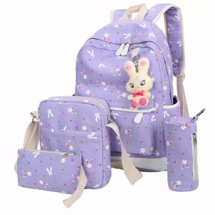 RR TAS BUNNY - Tas Sekolah Anak SD SMP SMA Ransel Backpack Fashion-BUNNY UNGU