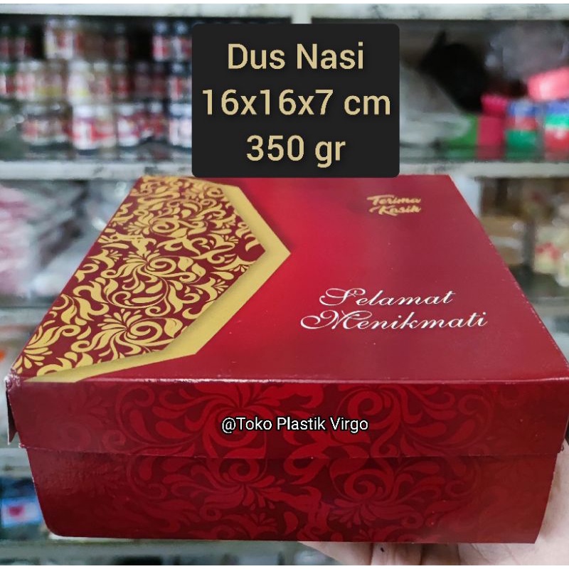 Box / Kardus / Dus Nasi Kue Snack Makanan - 16x16x7 cm -  Batik Merah Emas