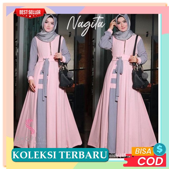 Gamis Pesta Mewah Kondangan Kekinian Viral Ala Selebgram Baju Gamis Syari Wanita Terbaru 2021 2022 E