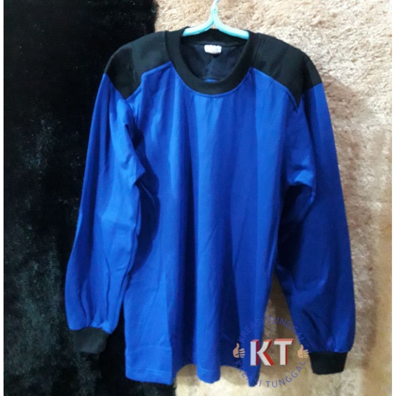 kaos lengan panjang biru benhur/terang kombinasi hitam/baju penembak polos tambal/baju kaos pdl polo
