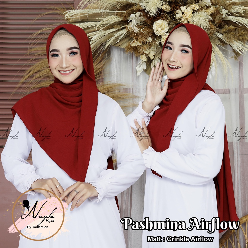 Pashmina Crinkle Airflow Premium Hijab Pashmina Anti Kusut Jilbab Pashmina Airflow Terbaru Nayla Hija'b