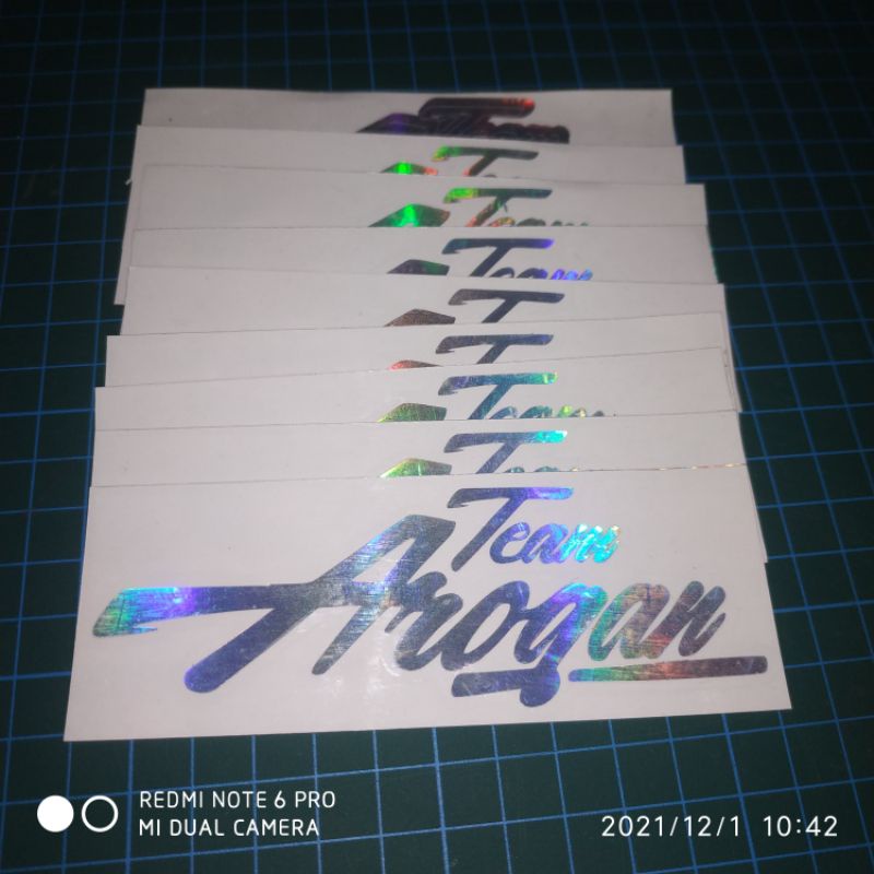 stiker TEAM AROGAN Hologram, Reflektif