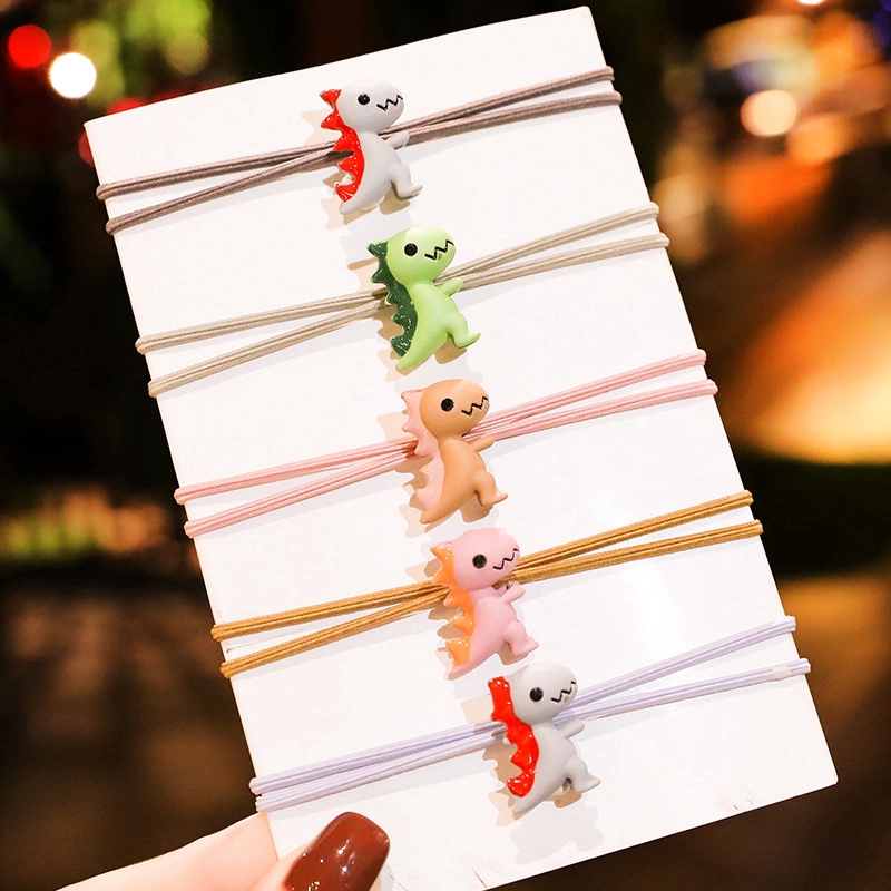 [Fashion Cute Mini Dinosaur Hair Ring Ropes] [ Korean INS Style Elastic Rubber Bands]  [ Girls Daily Basic Hair Ties ]