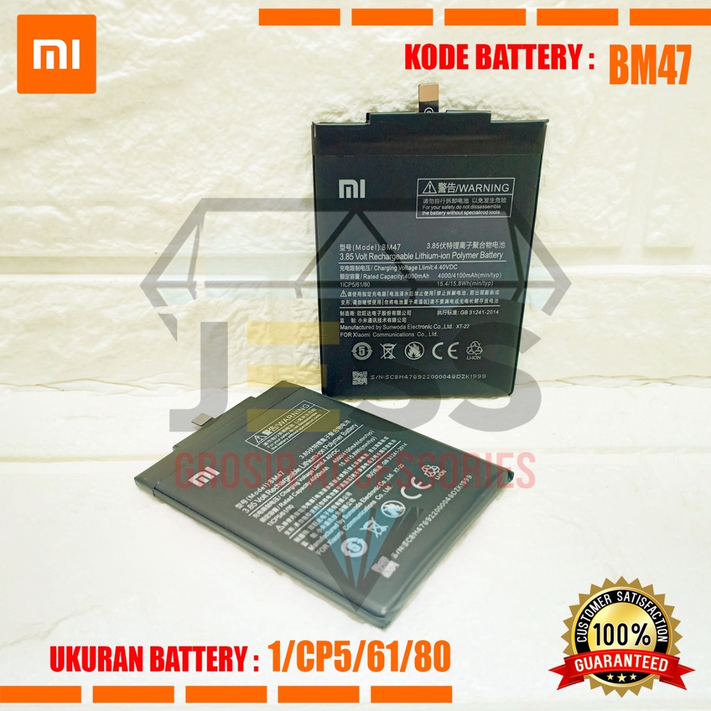 Baterai Battery Original Xiaomi BM47 &amp; BM-47 For Tipe HP Redmi 3 , Redmi 3s , Redmi 3x , Redmi 3 pro , 3pro , Redmi 4x