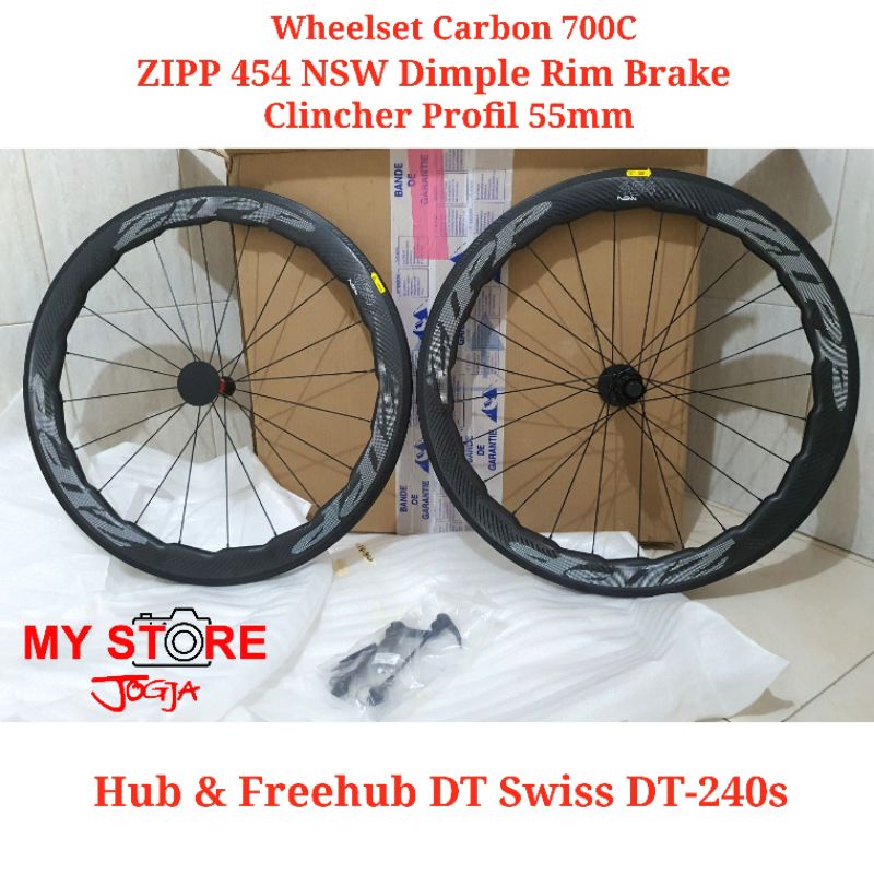 NEW Wheelset Carbon 700C ZIPP 454 NSW Dimple Hub Freehub DT 240 S Swiss DT-240s 11 Speed Rim Brake V