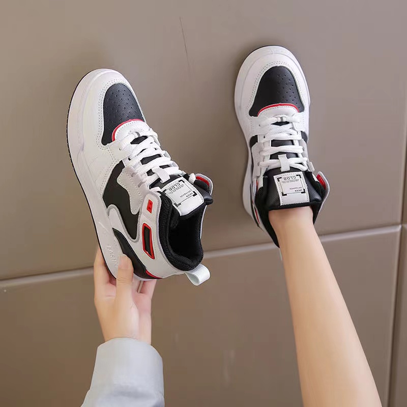 Sneakers Wanita Tinggi Fashion Anti Slip Keren Ringan Sepatu Cewek Tali Kekinian Sneakers Wanita Korean Style Terbaru