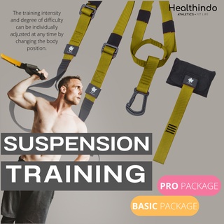 Healthindo - TRX Suspension Training Strap PRO & Basic | Suspension Trainer | Resistance Workout Crossfit Gym Fitness Home Workout Straps Hanging Pull Rope Portable Stretching Fitness