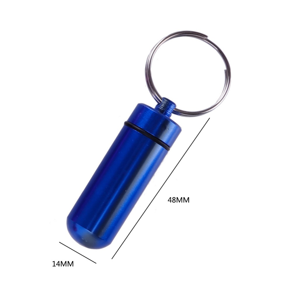 Hot Sale/Kotak Gantung Gantungan Kunci Aluminium Portable/Wadah Case Mini Sealed/Botol Tempat Pil Tempat Penyimpanan Obat