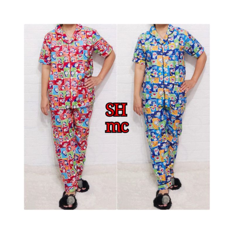 Baju Tidur Piyama Wanita Motif Doraemon acak Pajamas Katun  / Baju Tidur setelan Wanita katun CP jumbo XXXL Terbaru Bigsize Kekiniaan