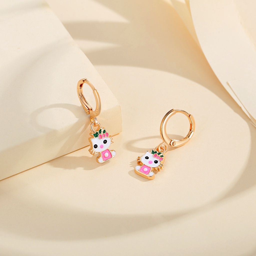 Y704 [COD✔] Anting-Anting Bayi Model Hello Kitty Lucu Anting Lapis Emas Aksesoris Anak Perhiasan Titanium