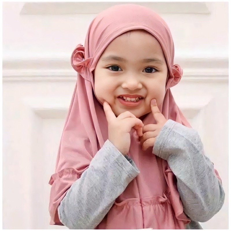 (Gisel) Hijab Bergo Anak Rample // Bergo Anak Jersey Tali