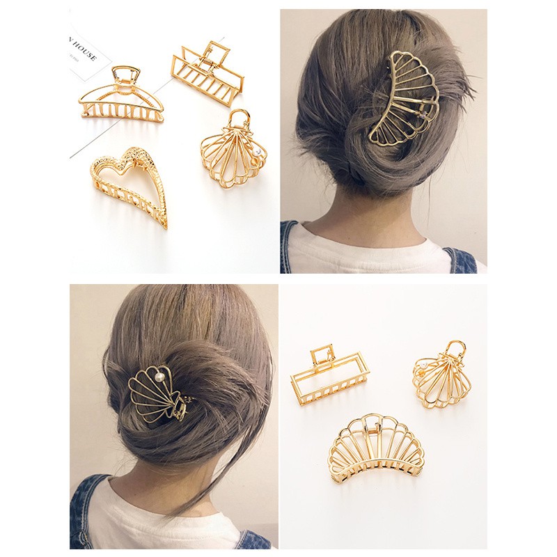 [ACKER] Rambut Claw Clamp Headpiece Rambut Gaya Alat Emas Logam Geometris Rambut Klip Korea Fashion Aksesoris Rambut