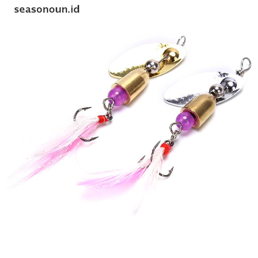 (seasonoun) Umpan Pancing Spinner Sequin Dengan Bulu