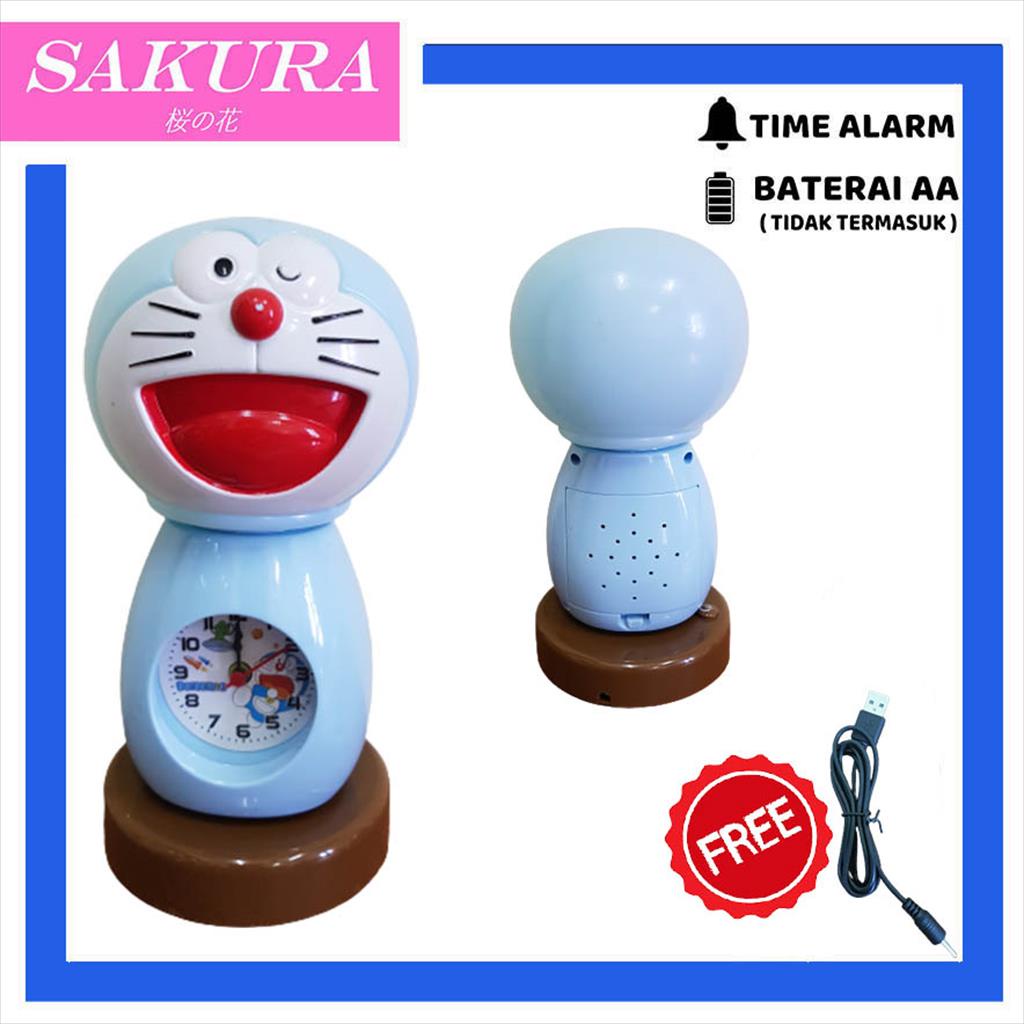 SAKURA Jam Beker/Jam Weker/Jam Meja +Lampu Bentuk Emon 331