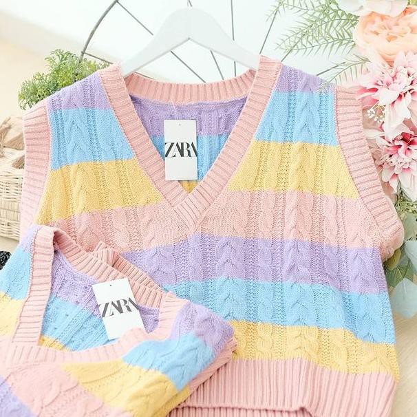 CANDY CABLE VEST RAJUT / rompi rajut wanita korea / rompi rajut wanita terbaru / baju rompi rajut O4