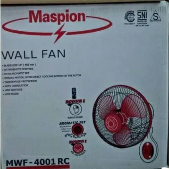 Maspion MWF 4001RC. Kipas Angin Dinding Remote 16 Inch. Baru &amp; Bergaransi Resmi