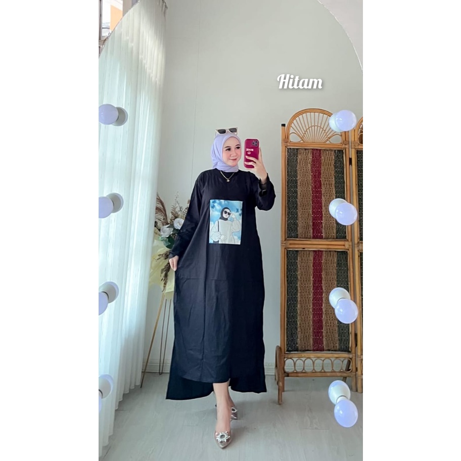 Gamis Print Sablon Viral Bahan Rayon