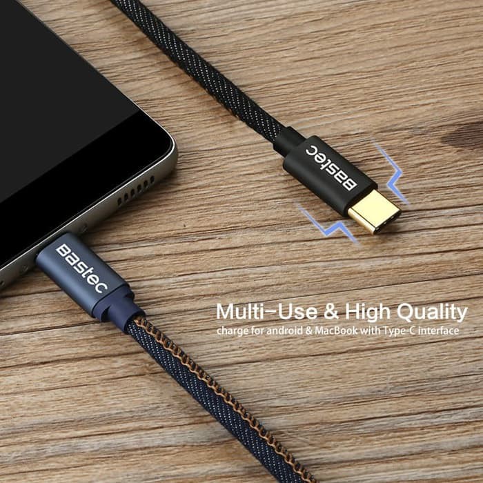 Bastec Kabel Charger USB Type C Leather 1.2 Meter WYZ16 Black