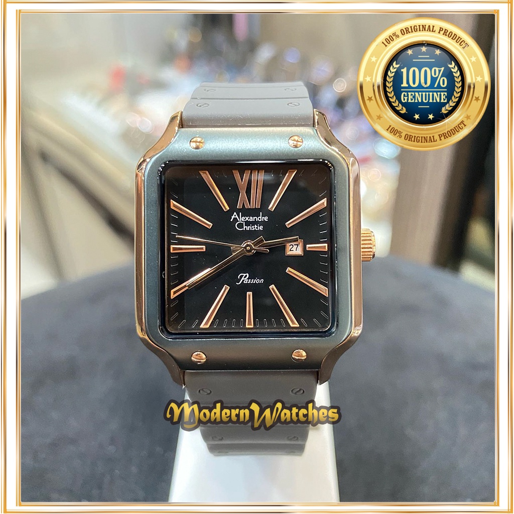 Jam Tangan Alexandre Christie Wanita Terbaru Ori AC 2942 Pink Black Grey Abu Rubber Tali Karet Alexa