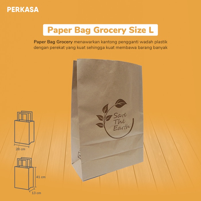 

✨ BISA COD ✨ Paper Bag L 28x40x13/ Tas Kertas Kantong Roti / Fried Chicken Shop Bag